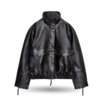 Front view of Oversize Ladies Leather Bomber Jacket